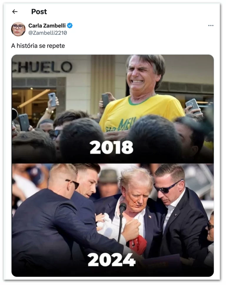 Bolsonaro Compara Atentado Contra Trump à Facada que Sofreu em 2018: “Algo que Vem de Cima”